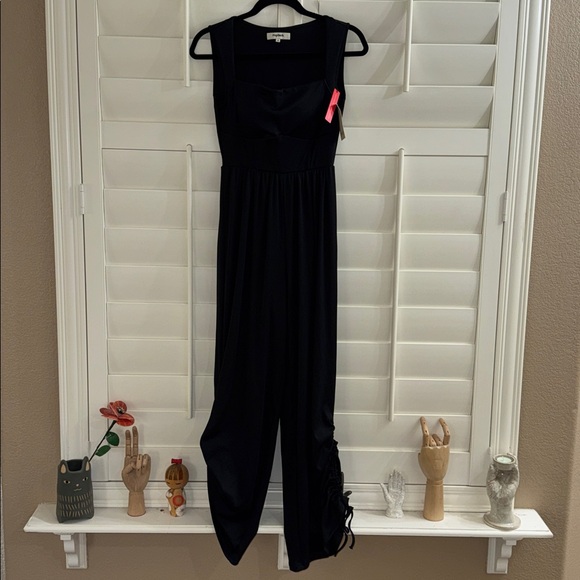 Popilush Shapewear Square Neck Tummy Control Wide Leg Jumpsuit Black - Picture 1 of 12